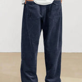 Corduroy straight-leg pants, side view