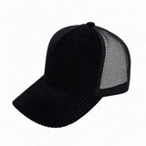 Corduroy trucker hat variant, angled view