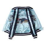 Reversible sukajan bomber jacket shown reversed, front view