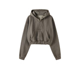 Trendy Cropped Acid Wash Hoodie