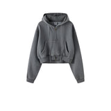 Trendy Cropped Acid Wash Hoodie