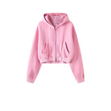 Trendy Cropped Acid Wash Hoodie