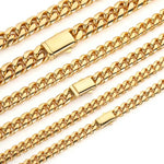 Steel Cuban link chain necklace worn on neck