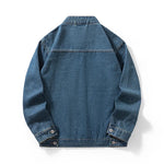 Washed denim zip jacket, side view