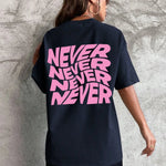 Dark Blue Wavy letter print oversized graphic tee — lifestyle shot 5