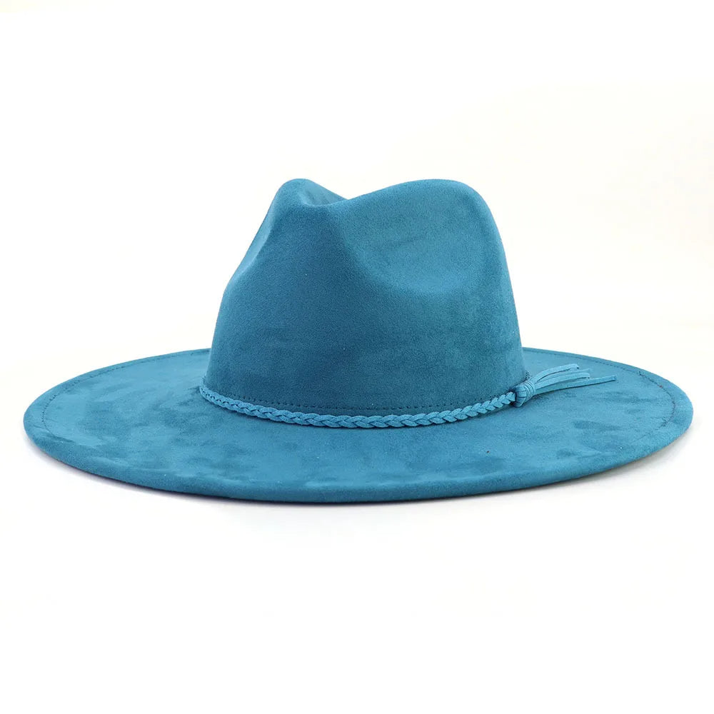 Wide Brim Suede Fedora Hat