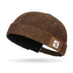 Dark Coffee Brimless corduroy docker cap in alternate colorway