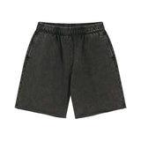 Dark Gray Acid wash sweat shorts worn, side view