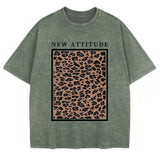 Dark green leopard print oversized tee — styled outfit shot
