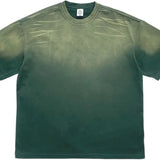 Dark green sun-faded gradient oversized tee — back view