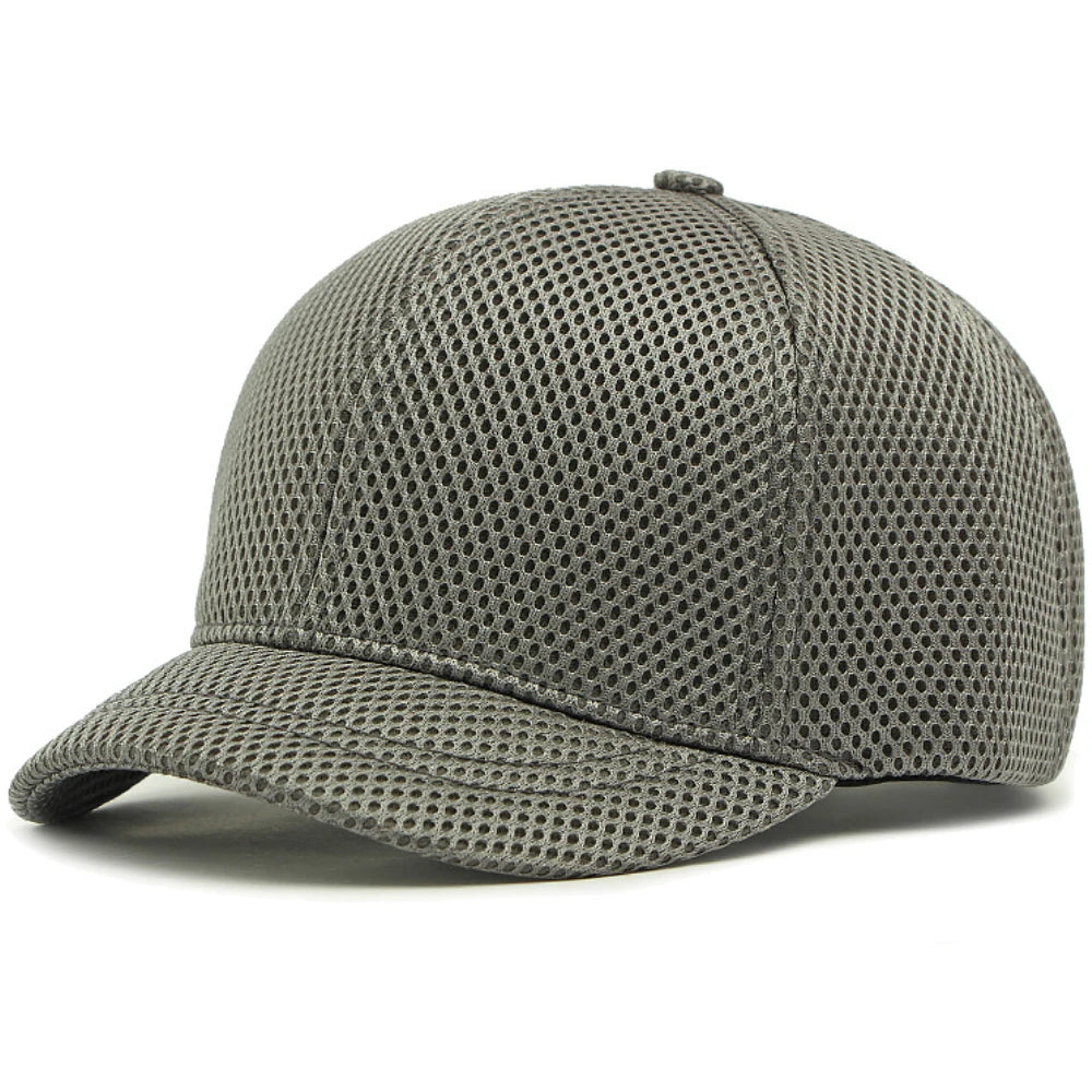 Dark Grey Adjustable snapback closure detail on short brim mesh baseball cap
