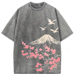 Dark Grey Vintage wash oversized graphic tee, back view