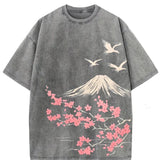 Dark Grey Vintage wash oversized graphic tee, back view