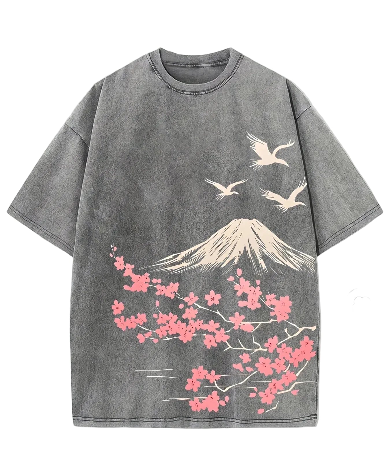 Dark Grey Vintage wash oversized graphic tee, back view