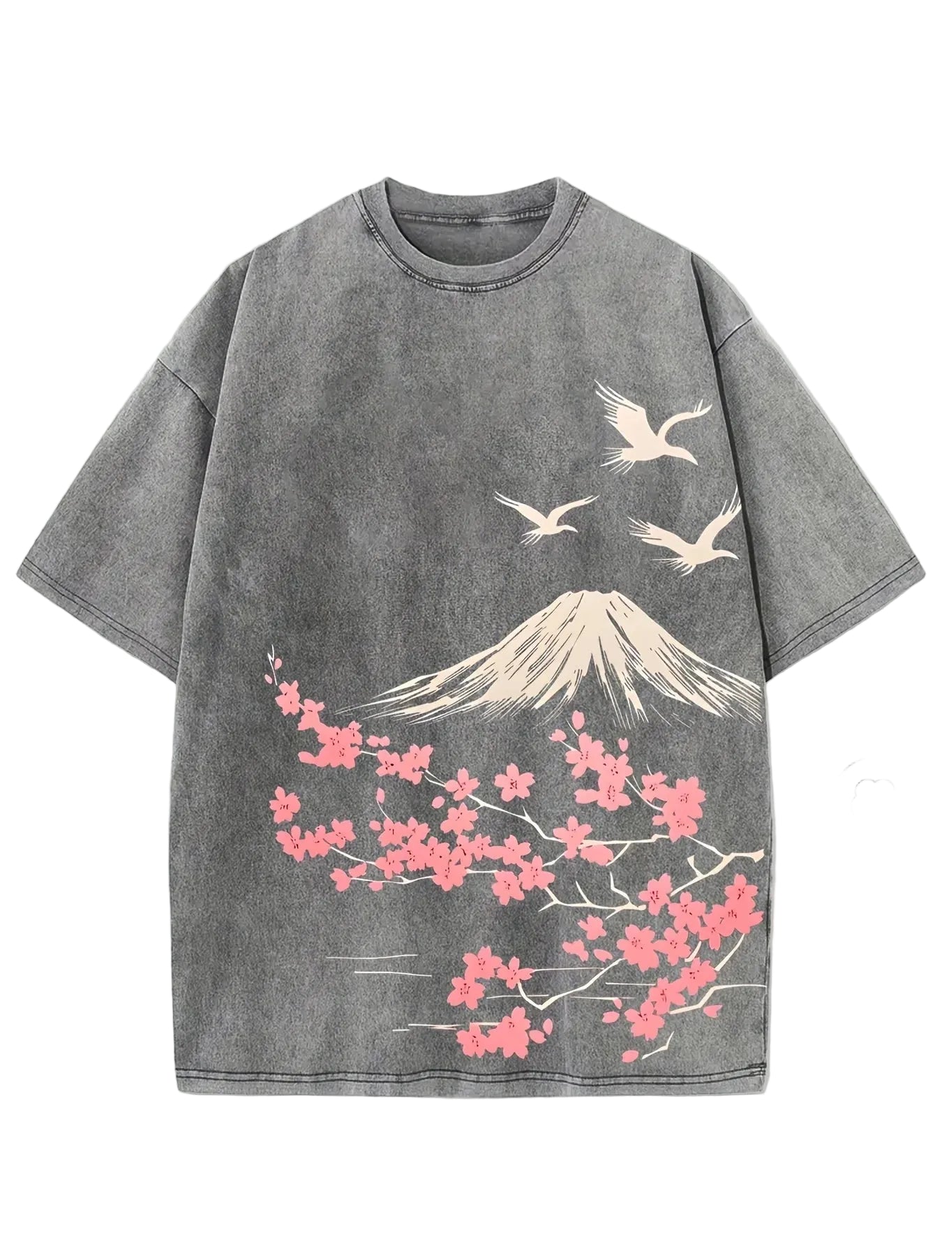 Dark Grey Vintage wash oversized graphic tee, back view