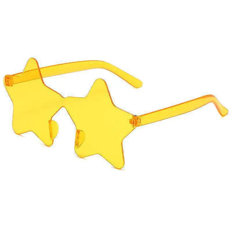 Darkyellow Star-shaped transparent jelly sunglasses, overhead view