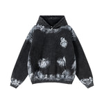 Distressed graffiti baggy hoodie, back view