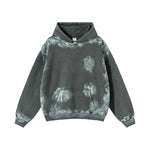 Distressed graffiti baggy hoodie, front view