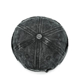Distressed star brimless hat worn, front view