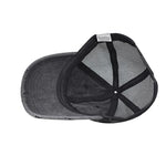 Distressed vintage wash trucker hat, front panel detail