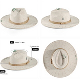 Distressed wide-brim cowboy hat, side profile showing brim width