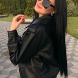 Faux Leather Cropped Moto Jacket