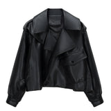 Faux Leather Cropped Moto Jacket