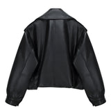 Faux Leather Cropped Moto Jacket