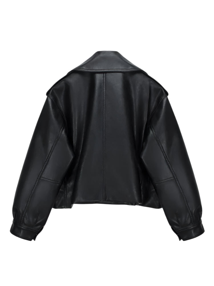 Faux Leather Cropped Moto Jacket