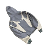 Flame panel oversized zip-up hoodie, back view
