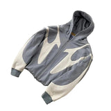 Flame panel oversized zip-up hoodie, side view