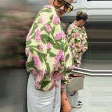 3D floral embroidered bomber jacket — embroidery detail