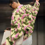 3D floral embroidered oversized bomber jacket — front view
