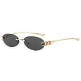 Gold Black Rimless oval gradient sunglasses — close-up