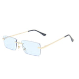 Gold Blue Rimless rectangle sunglasses variant, front view
