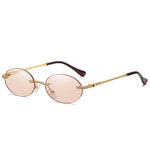 Gold Champagne Rimless oval sunglasses, bridge detail