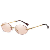 Gold Champagne Rimless oval sunglasses, bridge detail