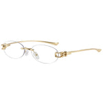 Gold Clear Rimless oval gradient sunglasses — lifestyle shot