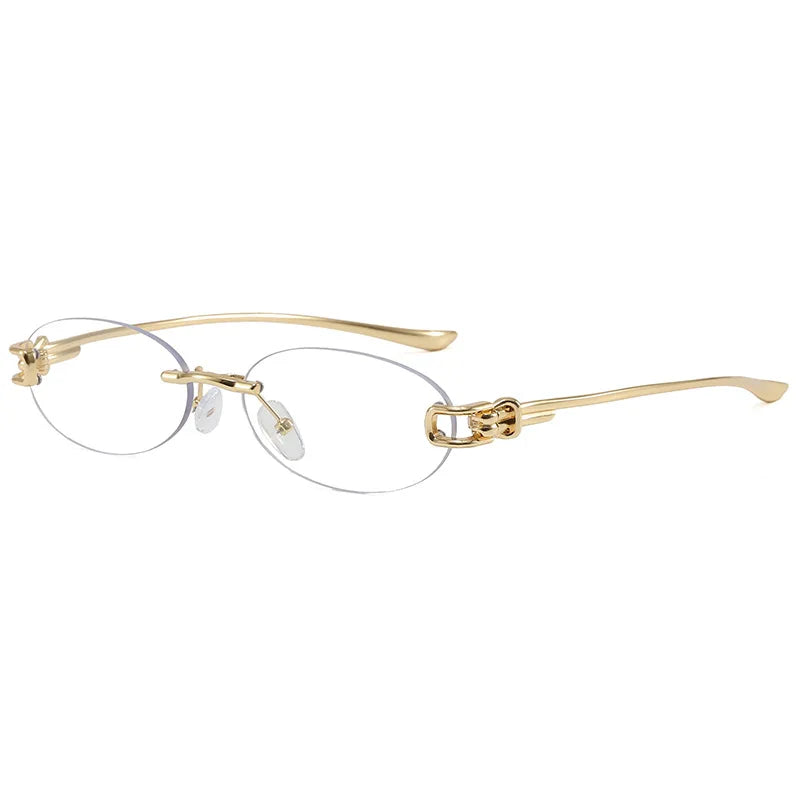Gold Clear Rimless oval gradient sunglasses — lifestyle shot