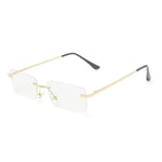Gold Clear Rimless rectangle sunglasses, bridge detail