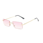 Gold Doublepink Rimless rectangle sunglasses variant, front view