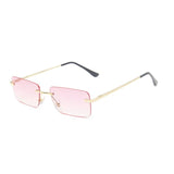 Gold Doublepink Rimless rectangle sunglasses variant, front view