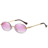 Gold Purple Rimless oval sunglasses, lens detail