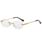 Gold Transparent Rimless oval sunglasses, overhead view