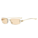 Golden Champagne Frameless rimless sunglasses, flat lay