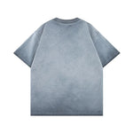 Close-up of gradient wash detail on oversized crew neck tee