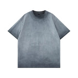 Gradient washed loose crew neck tee — front view, oversized streetwear fit