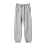 Gray Men's baggy washed fleece sweatpants — flat lay fabric detail