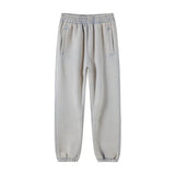 Gray Men's baggy washed fleece sweatpants — flat lay fabric detail