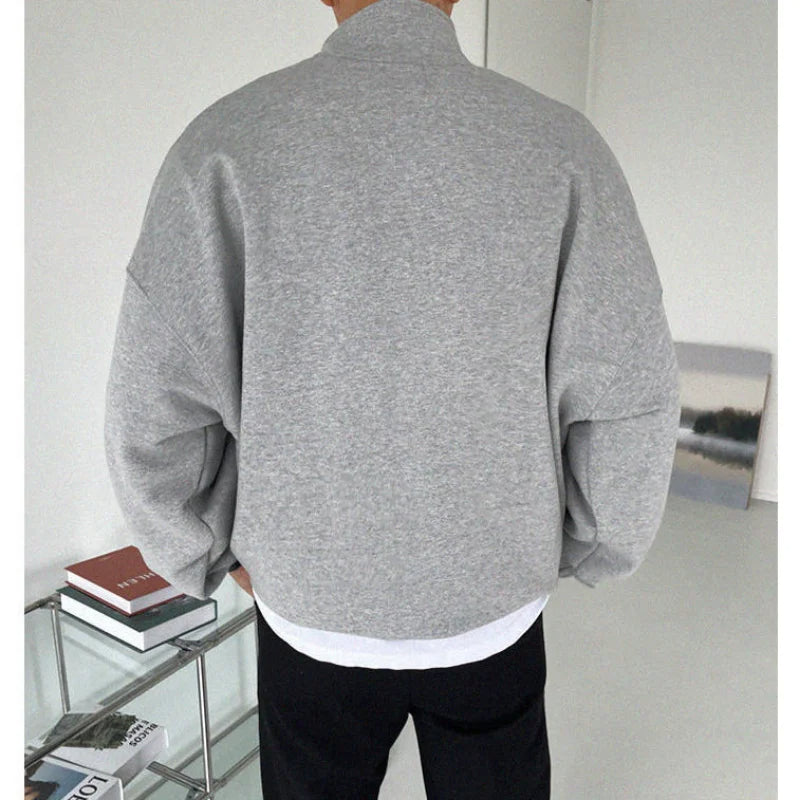 Gray Comfort 1/4 Zip Oversized Pullover